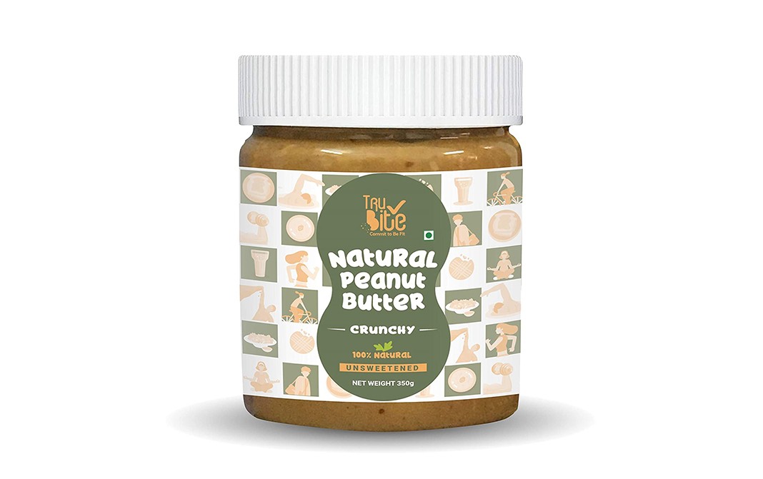 Trubite Natural Peanut Butter Crunchy Unsweetened   Plastic Jar  350 grams